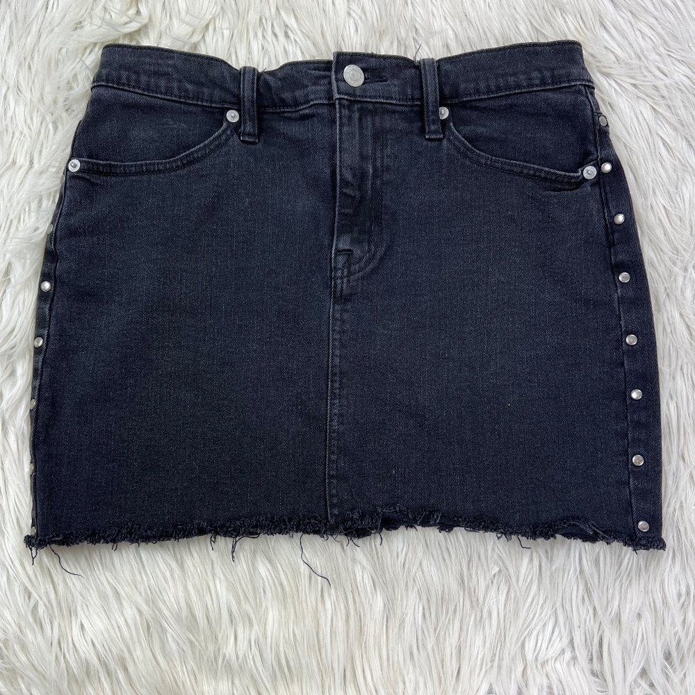 J.Crew Women's Black Wash Denim Studded Side Mini Skirt